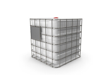 white plastic industrial container on a white surface