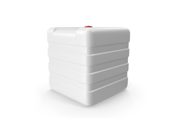 white plastic industrial container on a white surface