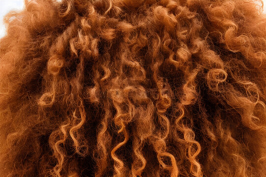 Textura de cabelo ruivo cacheado longo feminino