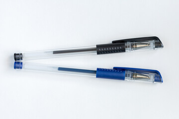 Two gel pens on white background