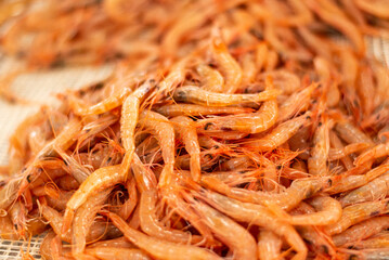 Fresh and Flavorful Seafood on Display: Supporting Sustainable Practices,close-up of shrimps (shellfish), selective focus