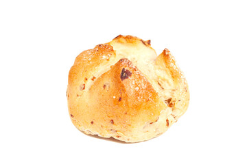 Raisin bun isolated on white background