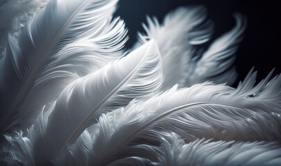 Fototapeta na wymiar a close up of white feathers on a black background with a blurry image of the feathers in the foreground and the back of the image in the background. generative ai