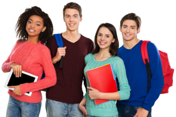 Group Of Multi Ethnic Students Isolated On White Background