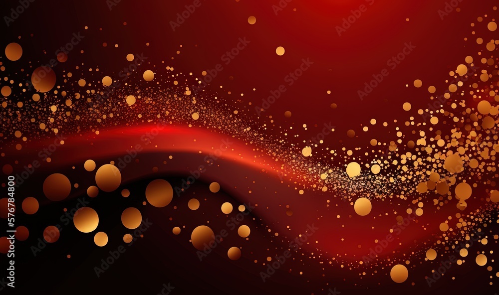 Poster a red background with gold circles and a red background with gold circles and a red background with 