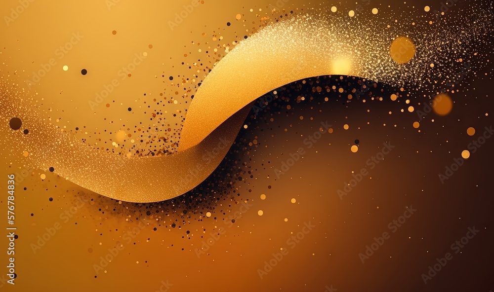 Aufkleber an abstract gold background with bubbles and bubbles in the middle of the image, with a brown backgr