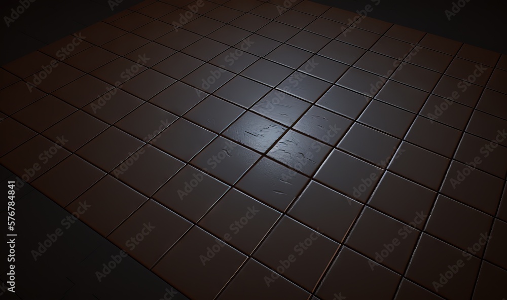 Poster a tiled floor with a hole in the middle of it and a light shining on the floor behind it in the midd