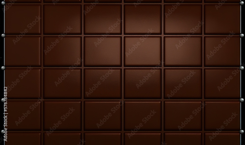 Poster a chocolate background with a grid pattern in the middle of the screen and a black border around the
