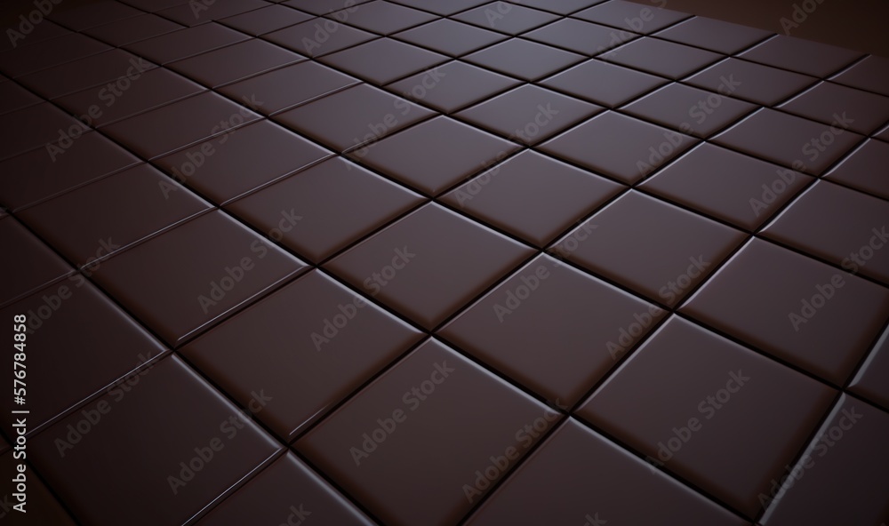 Poster a brown tiled floor with a black background and a light shining on the floor in the middle of the fl