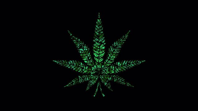 Green trippy colorful weed leaf smoking day 420 psychedelic trip High culture 3d vj loop background texture 4k pattern