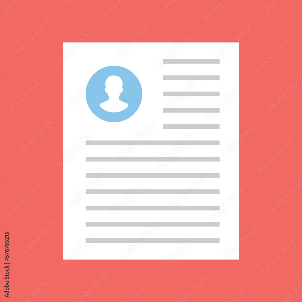 Poster cv or resume. job application request. personal data. job interview. a candidat for the job. vector 