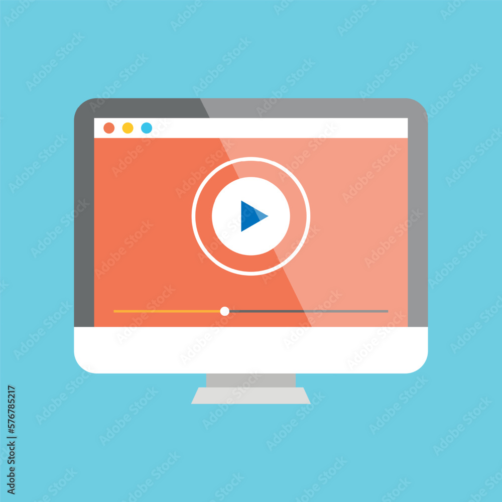 Poster video player template. the sreen with the video. stop or play the video or recording. the interface 