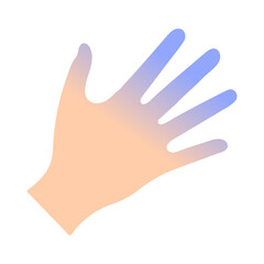 Cold hand. Frozen hand. Feeling cold. Fever or flu. The hand getting blue of cold. Vector