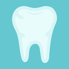 Healthy tooth with glowing effect. White tooth. Teeth whitening concept. Hollywood smile. Vector