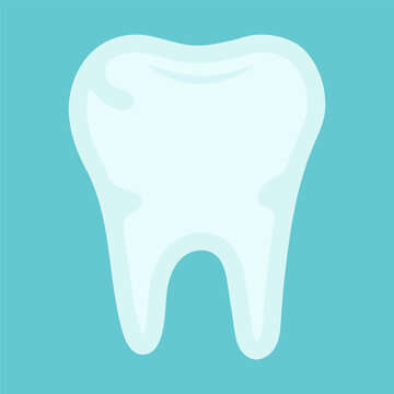 Healthy tooth with glowing effect. White tooth. Teeth whitening concept. Hollywood smile. Vector