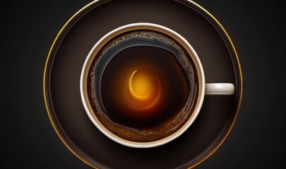  a cup of coffee on a saucer with a saucer in the middle of the cup and a saucer in the middle of the cup.  generative ai