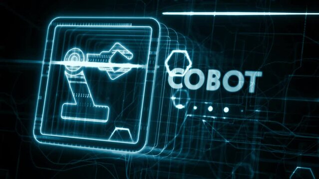 Industrial automation technology concept. Collaborative robot, cobot.