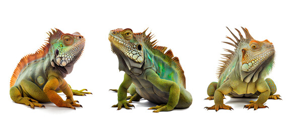 beautiful iguana on a transparent background. generative AI - obrazy, fototapety, plakaty