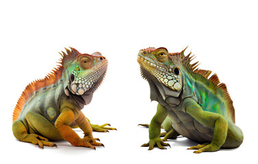 beautiful iguana on a transparent background. generative AI