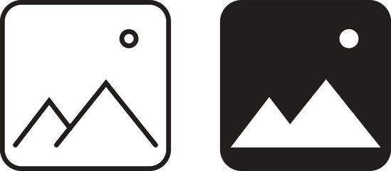 Photo icon simple trendy flat style line and solid Isolated vector illustration on white background. For apps, logo, websites, symbol , UI, UX, graphic and web design. EPS 10.