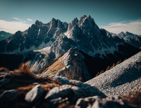 Wide long Mountain ridge. Generative ai.