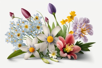 Spring flowers. Isolated on white background.