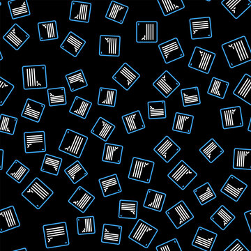 Line Software, web developer programming code icon isolated seamless pattern on black background. Javascript computer script random parts of program code. Vector