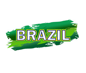 Design text and background of Brazil with green grunge effect on background