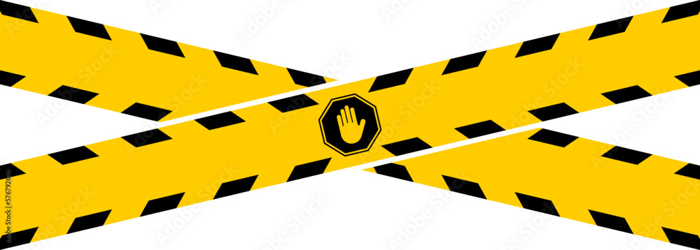 Poster caution danger stop keep out crime scene yellow black stripe tape stripe warning or restriction sign