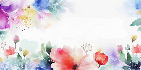 watercolor floral background with copyspace