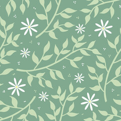 seamless floral pattern with daisies and leaves