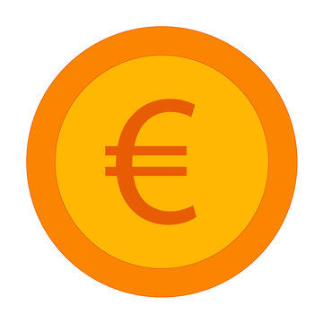 Simple flat golden coin euro symbol