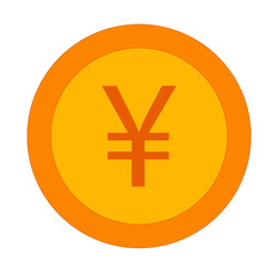 Simple flat golden coin yen symbol