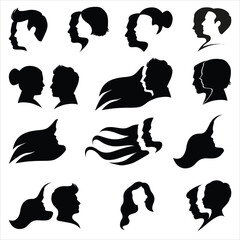Man and woman face silhouette. Abstract logo concept for beauty salon, spa, massage, cosmetic shop. Vector logo template.