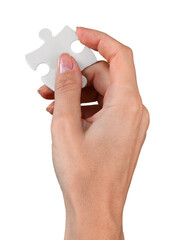 Hand Holding a Puzzle Piece