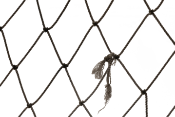 Football or tennis net. Rope mesh on a white background close-up