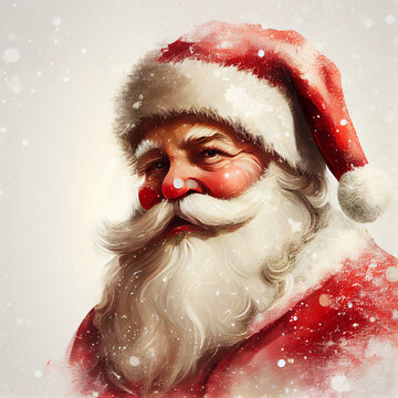 santa claus portrait, snow, red, grandfather, hat, santa, christmas, claus, xmas, face, person, celebration, costume, santa claus, beard, winter, people, traditional, season, december, Generative IA