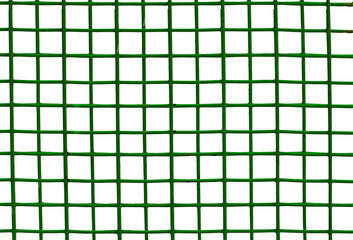 The texture of the metal mesh on a white background. Torn steel, metal mesh with holes