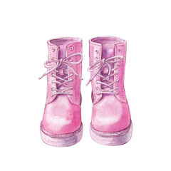 Watercolor pink kid boots, spring shoes