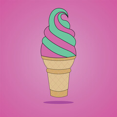 Free vector ice cream cone cartoon icon illustration. sweet food icon concept isolated. flat cartoon style