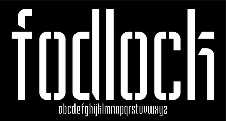 fodlock, stencil condensed thin modern geometric font	
