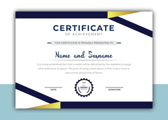 Multipurpose modern certificate template design. Certificate of achievement, appreciation, award, diploma, printing. Vector illustration