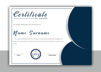 Fototapeta na wymiar Professional certificate template for award, diploma, achievement, appreciation, graduation and printing. Vector certificate template design.