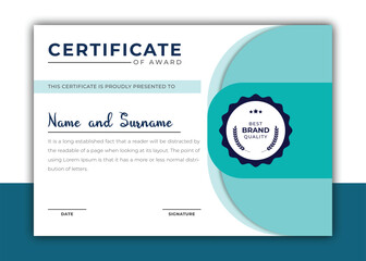 Modern certificate template for award, diploma, achievement, appreciation, graduation and printing. Vector certificate template design.