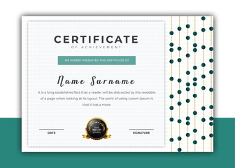 Modern vector certificate template and border for award, diploma, achievement, appreciation, graduation and printing.