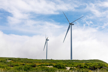 Fototapeta na wymiar Green energy - Wind Turbines, Windmill Generators.