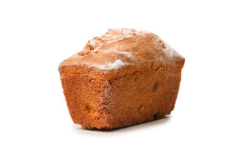 A cupcake with raisins isoalted on a white background.