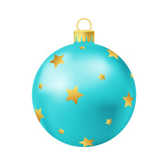 Turquoise Christmas tree ball with gold star