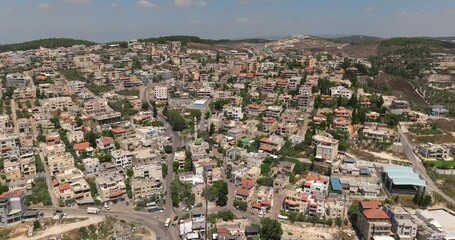 Um al Fahm city rooftops in Northern Israel, Drone footage