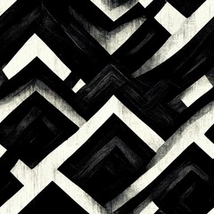 Black and White high quality high contrast geometric shaped seamless pattern with imperfections | Generative ai